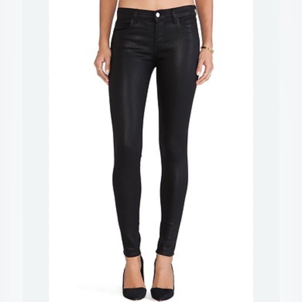 J Brand Skinny Leggings Jean, Black Coated Sheen